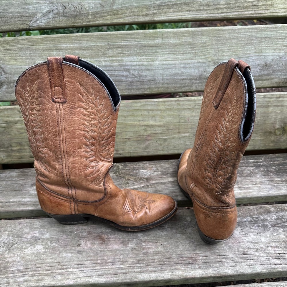 Laredo Western Cowboy Boots Style 51080 Abby Brown Leather Embroidered Size 6.5 - Picture 5 of 9